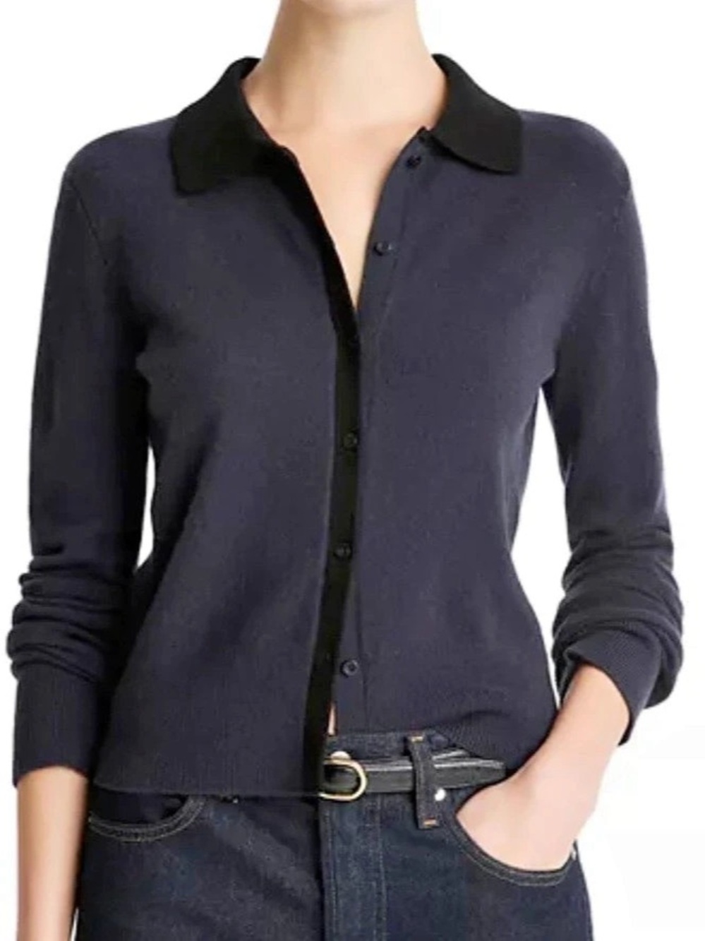 VINCE CONTRAST COLLARED SWEATER*******SIZE: XS